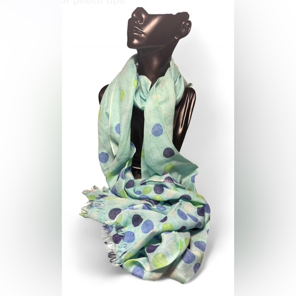 Lilly Pulitzer Resort Green & Blue Polka Dot Scarf - Picture 1 of 7